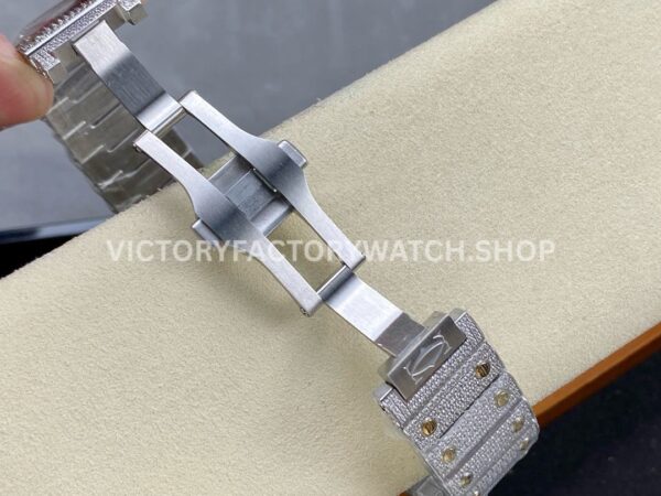 AMG Factory Cartier Santos 40mm Full Diamond Gold Diamond Steel Roman Number Blue Dial