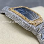 AMG Factory Cartier Santos 40mm Full Diamond Gold Diamond Steel Roman Number Blue Dial