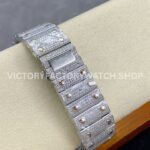 AMG Factory Cartier Santos 40mm Full Diamond Rose Gold Diamond Steel Roman Number Blue Dial
