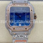 AMG Factory Cartier Santos 40mm full diamond rose gold blue dial
