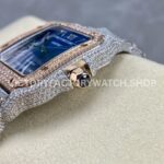 AMG Factory Cartier Santos 40mm Full Diamond Rose Gold Diamond Steel Roman Number Blue Dial