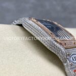 AMG Factory Cartier Santos 40mm Full Diamond Rose Gold Diamond Steel Roman Number Blue Dial