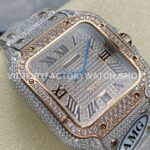 AMG Factory Cartier Santos 40mm Full Diamond Rose Gold Diamond Steel Rose Gold Roman Number Diamond Dial (1 (7) AMG Factory Cartier Santos 40mm Full Diamond Rose Gold Diamond Steel Rose Gold Roman Number Diamond Dial