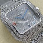 AMG Factory Cartier Santos 40mm Full Diamond Steel Color Arabic Number Diamond Dial