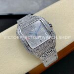 AMG Factory Cartier Santos 40mm Full Diamond Steel Color Arabic Number Diamond Dial