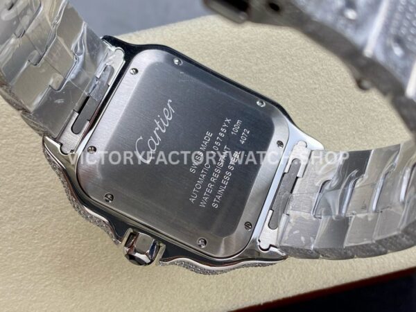 AMG Factory Cartier Santos 40mm Full Diamond Steel Color Arabic Number Diamond Dial