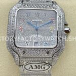 AMG Factory Cartier Santos 40mm full diamond Arabic diamond dial