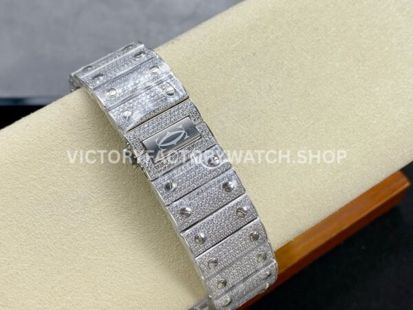 AMG Factory Cartier Santos 40mm Full Diamond Steel Color Arabic Number Diamond Dial