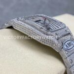 AMG Factory Cartier Santos 40mm Full Diamond Steel Color Arabic Number Diamond Dial