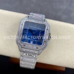 AMG Factory Cartier Santos 40mm Full Diamond Steel Roman Number Blue Dial (8) AMG Factory Cartier Santos 40mm Full Diamond Steel Roman Number Blue Dial