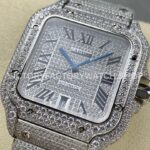AMG Factory Cartier Santos 40mm Full Diamond Steel Roman Number Diamond Dial (2) AMG Factory Cartier Santos 40mm Full Diamond Steel Roman Number Diamond Dial