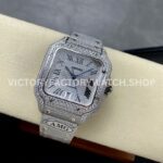 AMG Factory Cartier Santos 40mm Full Diamond Steel Roman Number Diamond Dial (4) AMG Factory Cartier Santos 40mm Full Diamond Steel Roman Number Diamond Dial