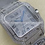 AMG Factory Cartier Santos 40mm Full Diamond Steel Roman Number Diamond Dial (5) AMG Factory Cartier Santos 40mm Full Diamond Steel Roman Number Diamond Dial