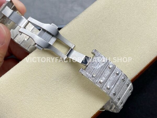 AMG Factory Cartier Santos 40mm Full Diamond Steel Roman Number Diamond Dial (6) AMG Factory Cartier Santos 40mm Full Diamond Steel Roman Number Diamond Dial