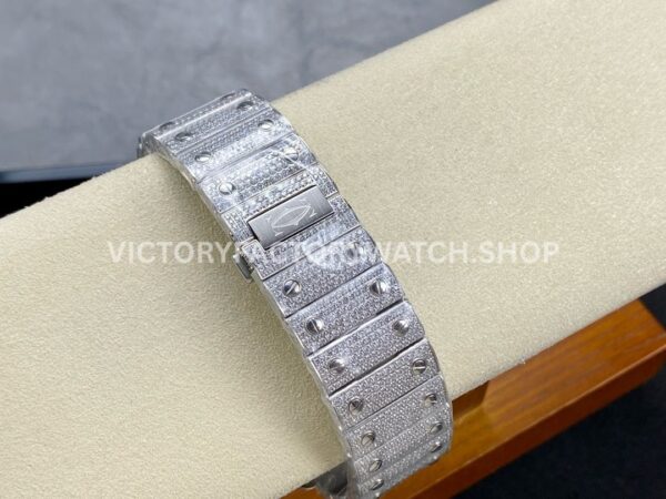 AMG Factory Cartier Santos 40mm Full Diamond Steel Roman Number Diamond Dial (9) AMG Factory Cartier Santos 40mm Full Diamond Steel Roman Number Diamond Dial