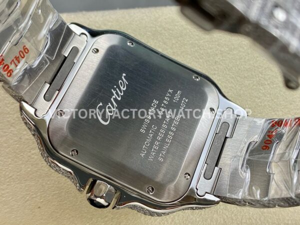 AMG Factory Cartier Santos 40mm Full Diamond Steel Roman Number White Dial