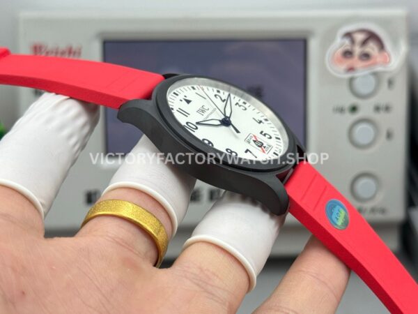AOF Factory IWC Pilot Black Aces IW326905 41mm Black Ceramic Red Rubber Strap White Dial (2) AOF Factory IWC Pilot Black Aces IW326905 41mm Black Ceramic Red Rubber Strap White Dial