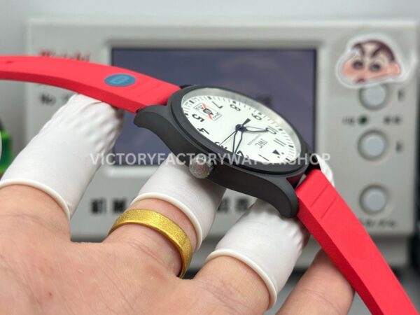 AOF Factory IWC Pilot Black Aces IW326905 41mm Black Ceramic Red Rubber Strap White Dial (4) AOF Factory IWC Pilot Black Aces IW326905 41mm Black Ceramic Red Rubber Strap White Dial