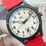 AOF Factory IWC Pilot Black Aces IW326905 41mm Black Ceramic Red Rubber Strap White Dial (8) AOF Factory IWC Pilot Black Aces IW326905 41mm Black Ceramic Red Rubber Strap White Dial
