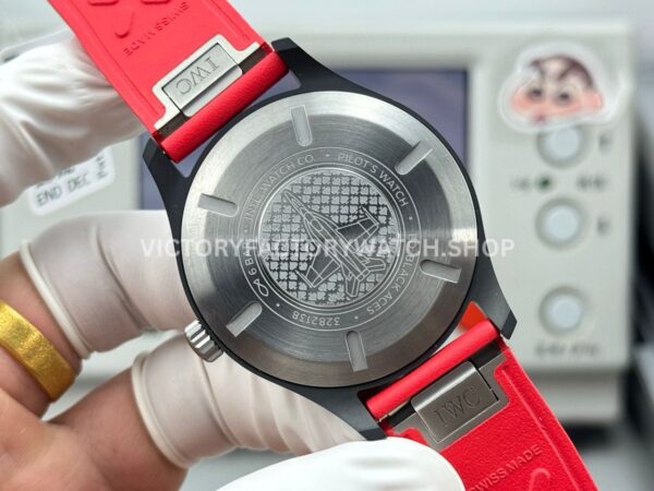 AOF Factory IWC Pilot Black Aces IW326905 41mm Black Ceramic Red Rubber Strap White Dial (9) AOF Factory IWC Pilot Black Aces IW326905 41mm Black Ceramic Red Rubber Strap White Dial