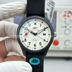 AOF Factory IWC Pilot Black Aces IW326905 41mm Ceramic Textile Strap White Dial (1) AOF Factory IWC Pilot Black Aces IW326905 41mm white dial replica watch