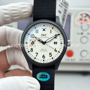 AOF Factory IWC Pilot Black Aces IW326905 41mm Ceramic Textile Strap White Dial (1) AOF Factory IWC Pilot Black Aces IW326905 41mm white dial replica watch