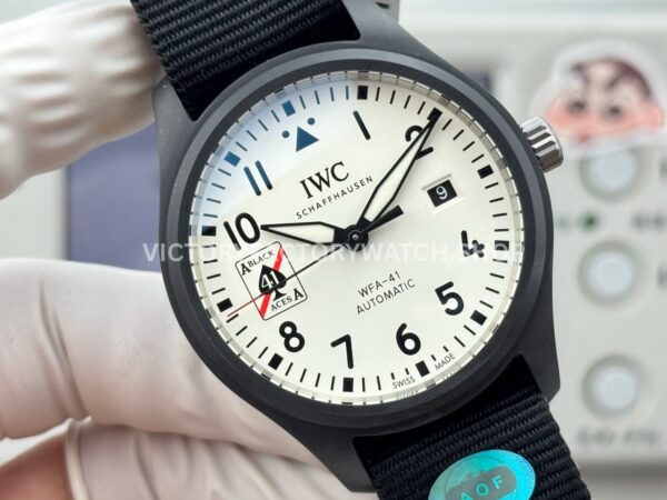 AOF Factory IWC Pilot Black Aces IW326905 41mm Ceramic Textile Strap White Dial (7) AOF Factory IWC Pilot Black Aces IW326905 41mm Ceramic Textile Strap White Dial