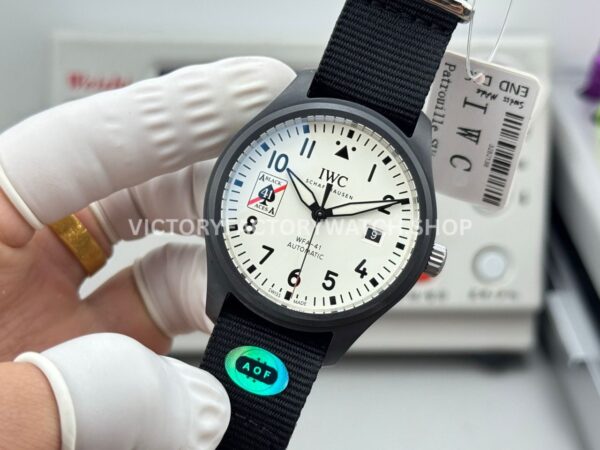 AOF Factory IWC Pilot Black Aces IW326905 41mm Ceramic Textile Strap White Dial (9) AOF Factory IWC Pilot Black Aces IW326905 41mm Ceramic Textile Strap White Dial
