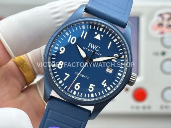 AOF Factory IWC Pilot IW328101 41mm Blue Ceramic Blue Rubber Strap Blue Dial (8) AOF Factory IWC Pilot IW328101 41mm Blue Ceramic Blue Rubber Strap Blue Dial