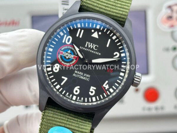 AOF Factory IWC Pilot Mark XVIII IW324712 41mm Black Ceramic Textile Strap Black Dial (2) AOF Factory IWC Pilot Mark XVIII IW324712 41mm Black Ceramic Textile Strap Black Dial
