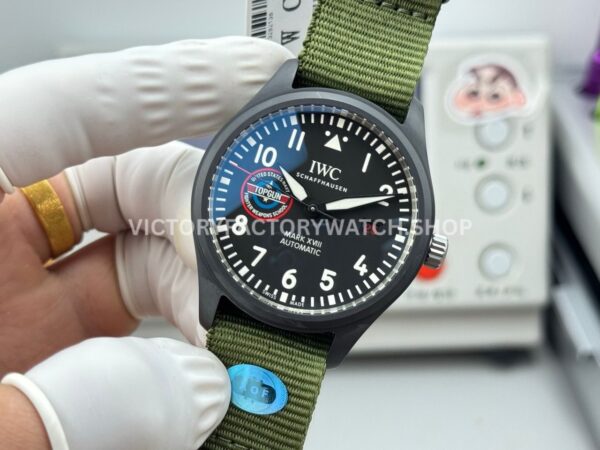 AOF Factory IWC Pilot Mark XVIII IW324712 41mm Black Ceramic Textile Strap Black Dial (4) AOF Factory IWC Pilot Mark XVIII IW324712 41mm Black Ceramic Textile Strap Black Dial