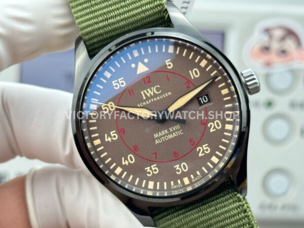 AOF Factory IWC Pilot Mark XVIII Miramar IW324702 41mm Black Ceramic Textile Strap Grey Dial (2) AOF Factory IWC Pilot Mark XVIII Miramar IW324702 41mm Black Ceramic Textile Strap Green Dial