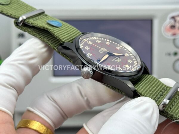 AOF Factory IWC Pilot Mark XVIII Miramar IW324702 41mm Black Ceramic Textile Strap Grey Dial (3) AOF Factory IWC Pilot Mark XVIII Miramar IW324702 41mm Black Ceramic Textile Strap Green Dial
