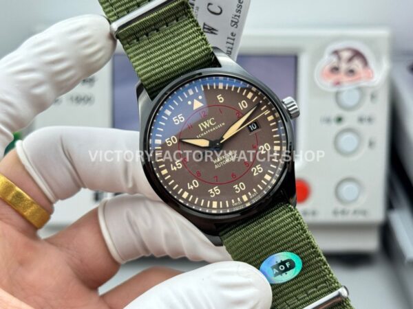 AOF Factory IWC Pilot Mark XVIII Miramar IW324702 41mm Black Ceramic Textile Strap Grey Dial (4) AOF Factory IWC Pilot Mark XVIII Miramar IW324702 41mm Black Ceramic Textile Strap Green Dial