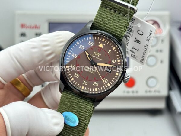 AOF Factory IWC Pilot Mark XVIII Miramar IW324702 41mm Black Ceramic Textile Strap Grey Dial (6) AOF Factory IWC Pilot Mark XVIII Miramar IW324702 41mm Black Ceramic Textile Strap Green Dial