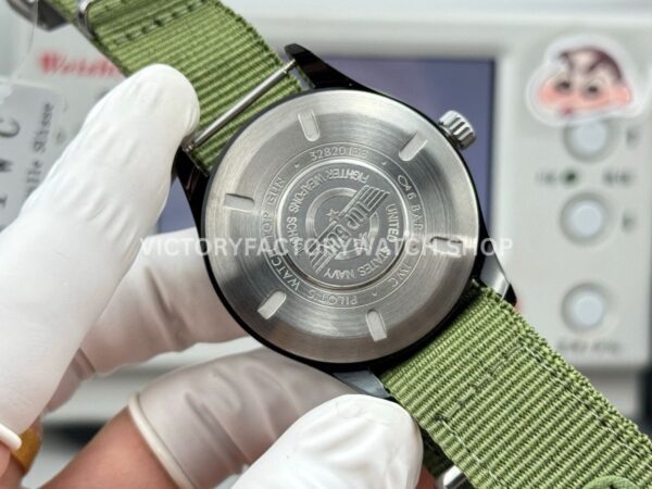 AOF Factory IWC Pilot Mark XVIII Miramar IW324702 41mm Black Ceramic Textile Strap Grey Dial (7) AOF Factory IWC Pilot Mark XVIII Miramar IW324702 41mm Black Ceramic Textile Strap Green Dial