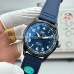 AOF Factory IWC Pilot Mark Xviii IW324703 41mm Black Ceramic Blue Rubber Strap Blue Dial (7) AOF Factory IWC Pilot Mark XVIII IW324703 41mm Black Ceramic Blue Rubber Strap Blue Dial