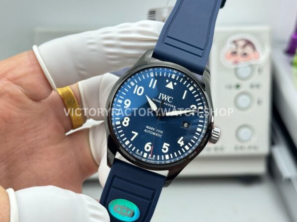 AOF Factory IWC Pilot Mark Xviii IW324703 41mm Black Ceramic Blue Rubber Strap Blue Dial (7) AOF Factory IWC Pilot Mark XVIII IW324703 41mm Black Ceramic Blue Rubber Strap Blue Dial