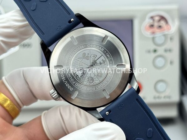 AOF Factory IWC Pilot Mark Xviii IW324703 41mm Black Ceramic Blue Rubber Strap Blue Dial (9) AOF Factory IWC Pilot Mark XVIII IW324703 41mm Black Ceramic Blue Rubber Strap Blue Dial