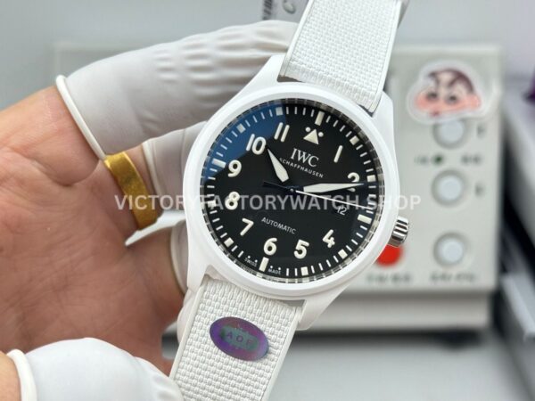AOF Factory IWC Pilot Top Gun Lake Tahoe IW328104 41mm White Ceramic Textile Strap Black Dial (1) AOF Factory IWC Pilot Top Gun Lake Tahoe IW328104 41mm White Ceramic Textile Strap Black Dial