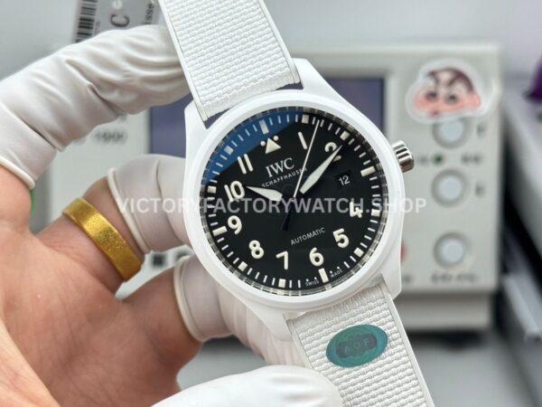 AOF Factory IWC Pilot Top Gun Lake Tahoe IW328104 41mm White Ceramic Textile Strap Black Dial (2) AOF Factory IWC Pilot Top Gun Lake Tahoe IW328104 41mm White Ceramic Textile Strap Black Dial