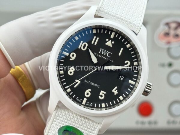 AOF Factory IWC Pilot Top Gun Lake Tahoe IW328104 41mm White Ceramic Textile Strap Black Dial (8) AOF Factory IWC Pilot Top Gun Lake Tahoe IW328104 41mm White Ceramic Textile Strap Black Dial