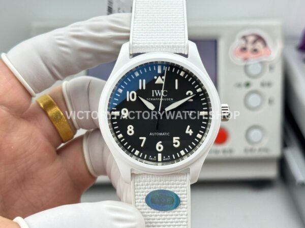 AOF Factory IWC Pilot Top Gun Lake Tahoe IW328104 41mm White Ceramic Textile Strap Black Dial (9) AOF Factory IWC Pilot Top Gun Lake Tahoe IW328104 41mm replica watch