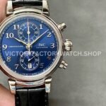 APS Factory IWC Da Vinci Chronograph IW393402 42mm Steel Leather Strap Arabic Numerals Blue Dial (1) APS Factory IWC Da Vinci Chronograph IW393402 42mm blue dial replica watch