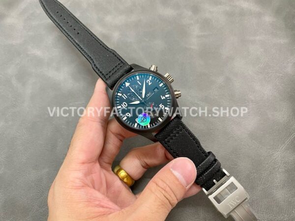APS Factory IWC Pilot Chronograph Top Gun IW389001 44mm Ceramic Textile Strap Arabic Numerals Black Dial (5) APS Factory IWC Pilot Chronograph Top Gun IW389001 44mm Ceramic Textile Strap Arabic Numerals Black Dial