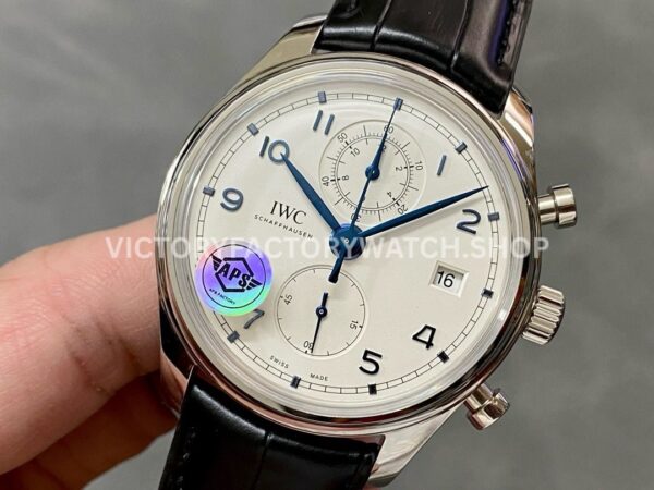 APS Factory IWC Portuguese Chronograph IW390302 42mm Steel Leather Strap Arabic Numerals Silver Dial (4) APS Factory IWC Portuguese Chronograph IW390302 42mm Steel Leather Strap Arabic Numerals Silver Dial