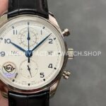 APS Factory IWC Portuguese Chronograph IW390302 42mm Steel Leather Strap Arabic Numerals Silver Dial (8) APS Factory IWC Portuguese Chronograph IW390302 42mm silver dial replica watch