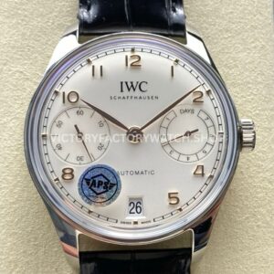 APS Factory IWC Portuguese IW500704 42mm Black Leather Strap Silver Dial (9) APS Factory IWC Portuguese IW500704 42mm silver dial leather strap replica watch