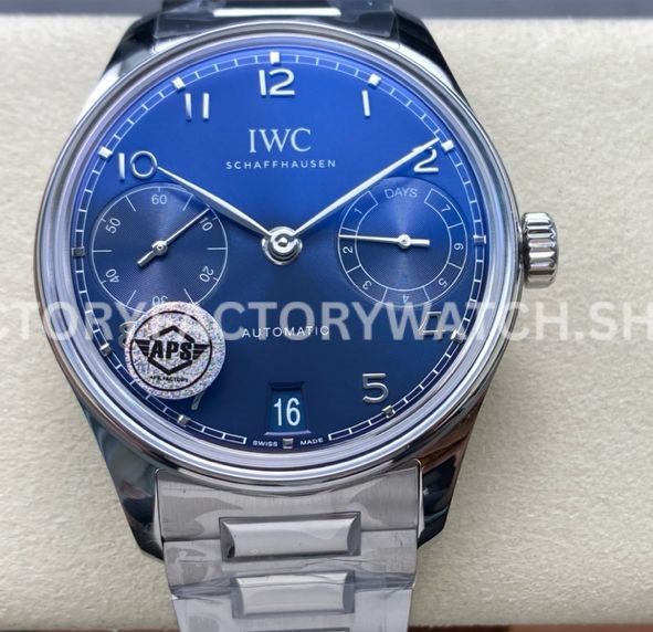 APS Factory IWC Portuguese IW501704 42mm Full Steel Blue Dial (7) APS Factory IWC Portuguese IW501704 42mm blue dial replica watch