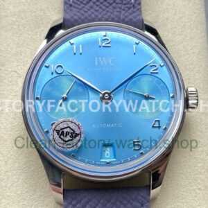 APS Factory IWC Portuguese IW501708 Calf Skin Strap White Gold Ice Blue Dial (4) APS Factory IWC Portuguese IW501708 42mm ice blue dial replica watch